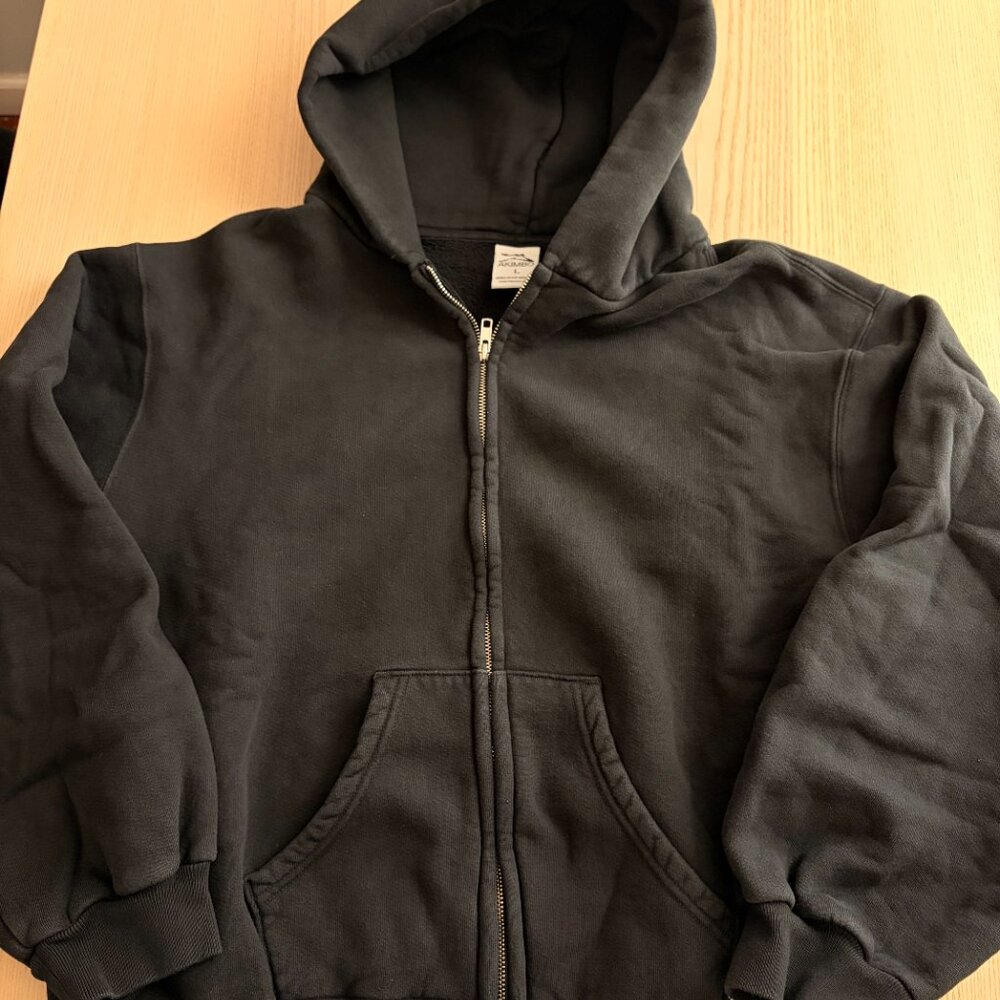 Akimbo Club Zip-Up Hoodie in "Faded Black"